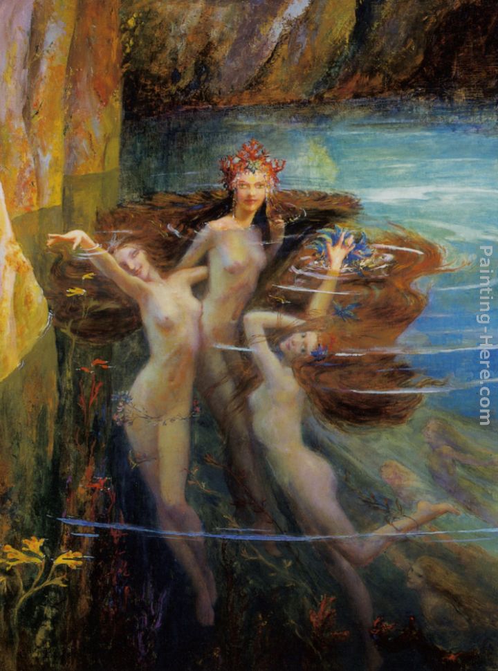 Les Nereides painting - Gaston Bussiere Les Nereides art painting